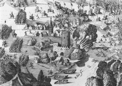 General View of the Battle of Muhlberg, Detail, 24th April 1547 by German School